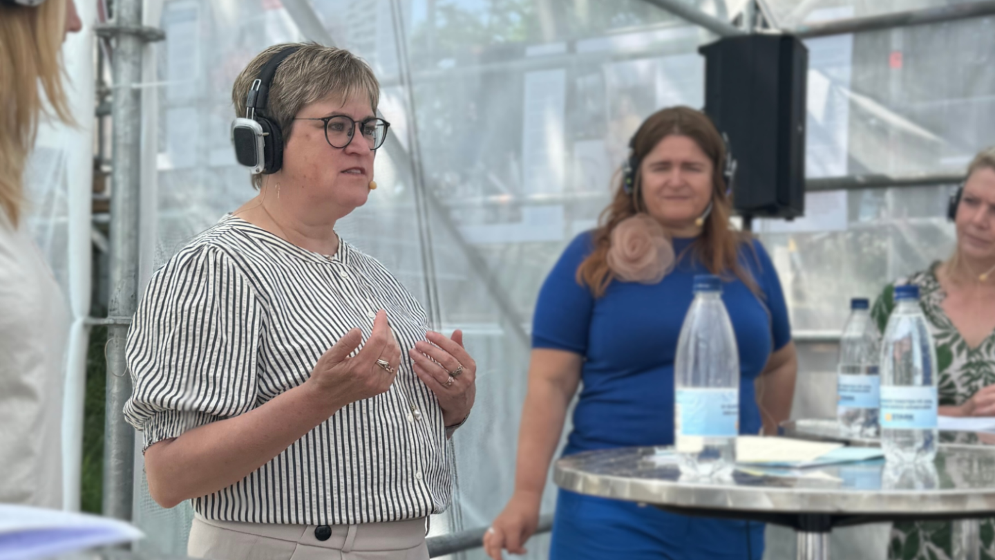 Kirsten Nielsen, KF's formand til debat på folkemødet.