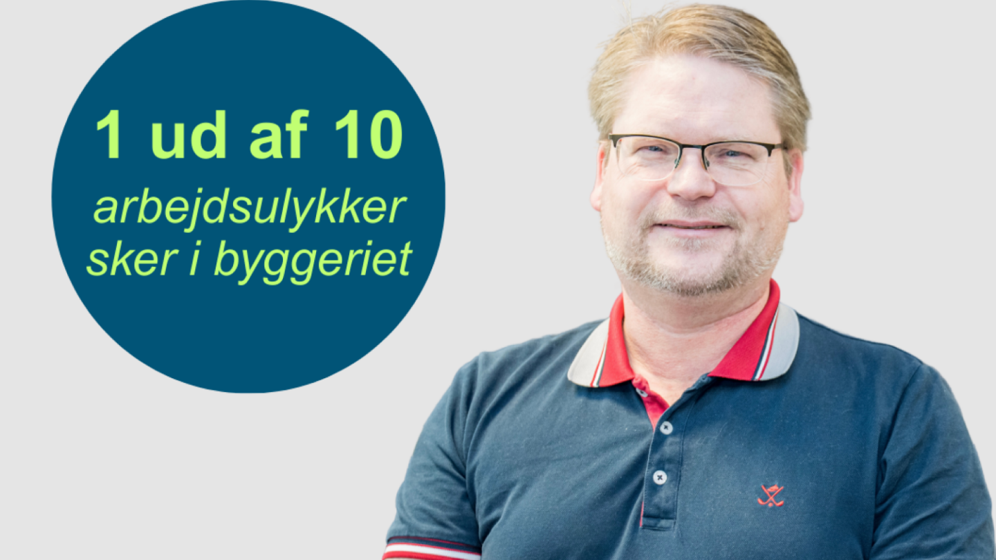 Klaus Thingaard og faktabobel "1-10 arbejdsudlykker sker på byggepladsen"